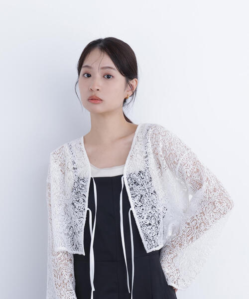 N.(N. Natural Beauty Basic)(エヌエヌナチュラルビューティーベーシック)の「レース羽織ブラウス(シャツ/ブラウス・レディース・ブラック/オフホワイト・フリ-)」の11枚目の写真