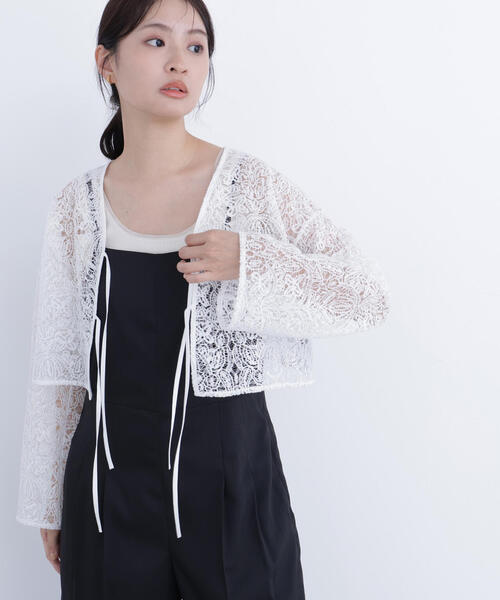 N.(N. Natural Beauty Basic)(エヌエヌナチュラルビューティーベーシック)の「レース羽織ブラウス(シャツ/ブラウス・レディース・ブラック/オフホワイト・フリ-)」の12枚目の写真
