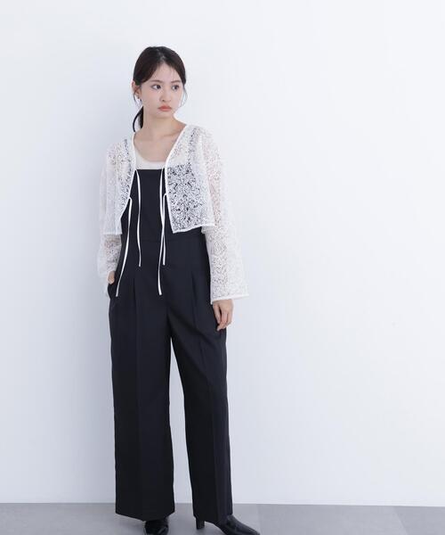 N.（N. Natural Beauty Basic）（エヌエヌナチュラルビューティーベーシック）の「レース羽織ブラウス（シャツ/ブラウス・レディース・ブラック/オフホワイト・ﾌﾘ-）」の8枚目の写真