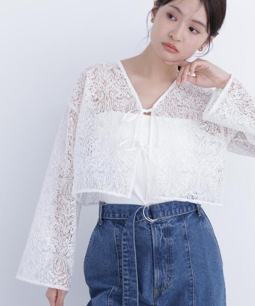 N.（N. Natural Beauty Basic）（エヌエヌナチュラルビューティーベーシック）の「レース羽織ブラウス（シャツ/ブラウス・レディース・ブラック/オフホワイト・ﾌﾘ-）」の11枚目の写真