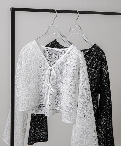 N.（N. Natural Beauty Basic）（エヌエヌナチュラルビューティーベーシック）の「レース羽織ブラウス（シャツ/ブラウス・レディース・ブラック/オフホワイト・ﾌﾘ-）」の12枚目の写真