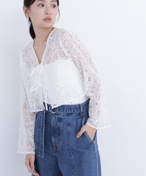 N.（N. Natural Beauty Basic）（エヌエヌナチュラルビューティーベーシック）の「レース羽織ブラウス（シャツ/ブラウス・レディース・ブラック/オフホワイト・ﾌﾘ-）」の13枚目の写真
