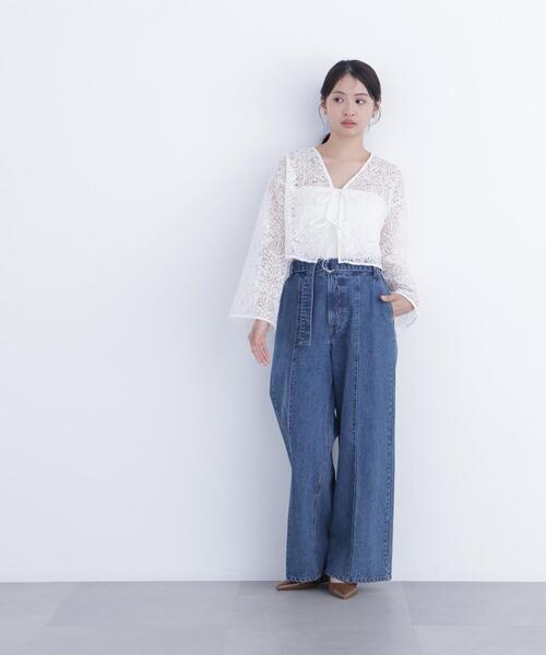 N.（N. Natural Beauty Basic）（エヌエヌナチュラルビューティーベーシック）の「レース羽織ブラウス（シャツ/ブラウス・レディース・ブラック/オフホワイト・ﾌﾘ-）」の14枚目の写真