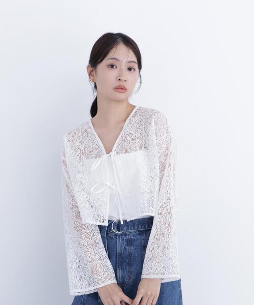 N.（N. Natural Beauty Basic）（エヌエヌナチュラルビューティーベーシック）の「レース羽織ブラウス（シャツ/ブラウス・レディース・ブラック/オフホワイト・ﾌﾘ-）」の16枚目の写真
