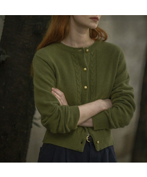 Gold button essential cardigan_Olive green