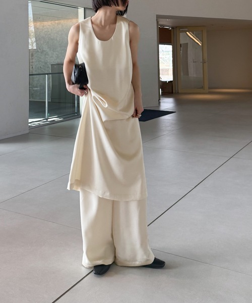 select MOCA by son（セレクトモカバイソン）の「ストレートイージーサテンタックパンツ【セットアップ対応】【by SON】（その他パンツ・レディース・ブラウン/アイボリー/ブラック・FREE）」の20枚目の写真