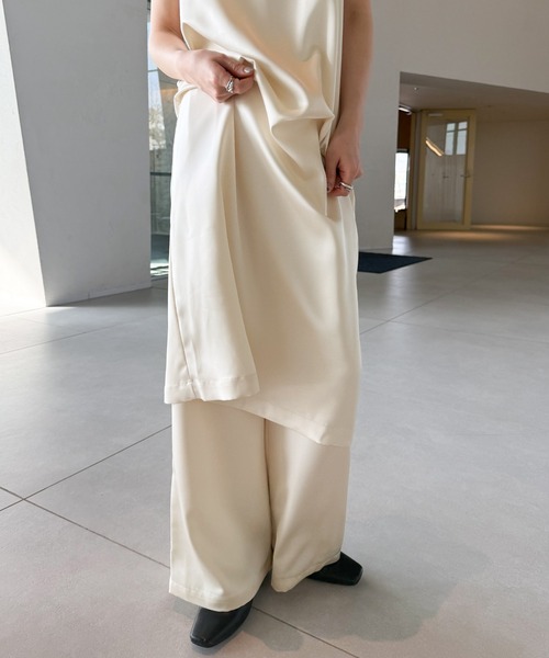 select MOCA by son（セレクトモカバイソン）の「ストレートイージーサテンタックパンツ【セットアップ対応】【by SON】（その他パンツ・レディース・ブラウン/アイボリー/ブラック・FREE）」の18枚目の写真