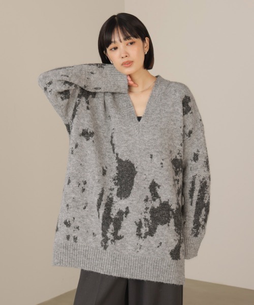 セール】アブストラクト柄ニットプルオーバー（ニット/セーター）｜Bou