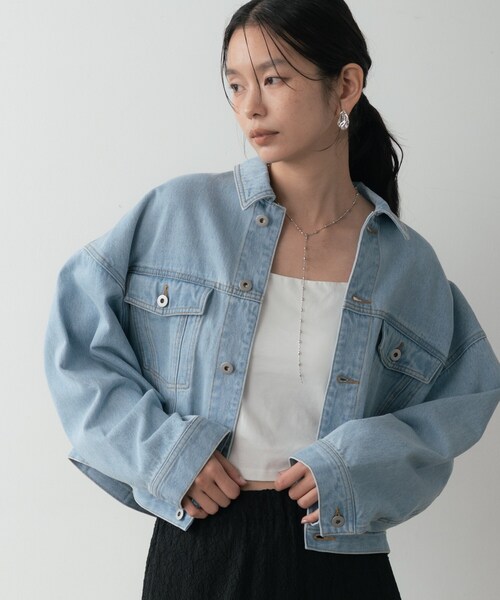 GALLEST（ギャレスト）の「ボックスデニムジャケット（デニムジャケット・レディース・ネイビー/ホワイト/ブルー・34/38）」の3枚目の写真
