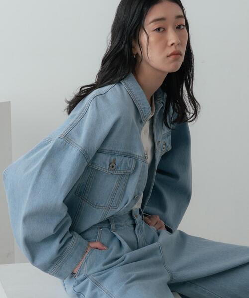 GALLEST（ギャレスト）の「ボックスデニムジャケット（デニムジャケット・レディース・ネイビー/ホワイト/ブルー・34/38）」の4枚目の写真