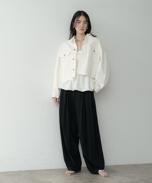 GALLEST（ギャレスト）の「ボックスデニムジャケット（デニムジャケット・レディース・ネイビー/ホワイト/ブルー・34/38）」の5枚目の写真