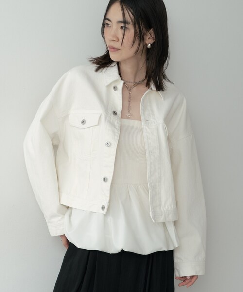 GALLEST（ギャレスト）の「ボックスデニムジャケット（デニムジャケット・レディース・ネイビー/ホワイト/ブルー・34/38）」の9枚目の写真