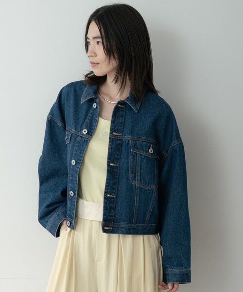GALLEST（ギャレスト）の「ボックスデニムジャケット（デニムジャケット・レディース・ネイビー/ホワイト/ブルー・34/38）」の14枚目の写真