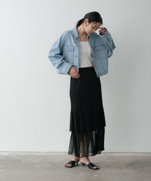 GALLEST（ギャレスト）の「ボックスデニムジャケット（デニムジャケット・レディース・ネイビー/ホワイト/ブルー・34/38）」の20枚目の写真