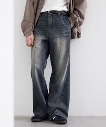 MONO-MART（モノマート）の「ヴィンテージ加工ワイドフレアデニムパンツ（デニムパンツ）」