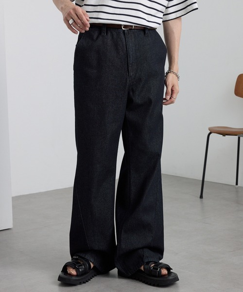 MONO-MART(モノマート)の「ヴィンテージ加工ワイドフレアデニムパンツ(デニムパンツ・メンズ・ブラック/ブルー系/サックスブルー/インディゴブルー/ネイビー・S/M/L)」の19枚目の写真