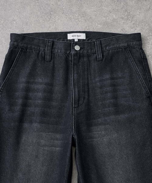 MONO-MART(モノマート)の「ヴィンテージ加工ワイドフレアデニムパンツ(デニムパンツ・メンズ・ブラック/ブルー系/サックスブルー/インディゴブルー/ネイビー・S/M/L)」の8枚目の写真