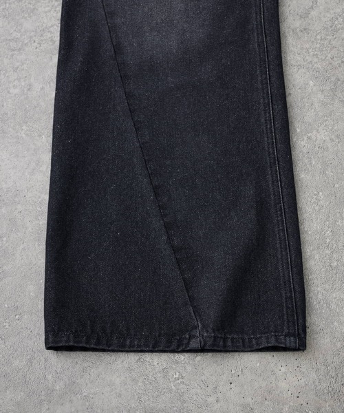 MONO-MART(モノマート)の「ヴィンテージ加工ワイドフレアデニムパンツ(デニムパンツ・メンズ・ブラック/ブルー系/サックスブルー/インディゴブルー/ネイビー・S/M/L)」の13枚目の写真