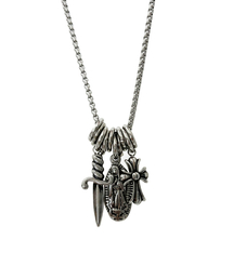 SK8ER ROCK | Three Pendant O-Ring Surgical Steel Necklace ((Steel))(ネックレス)