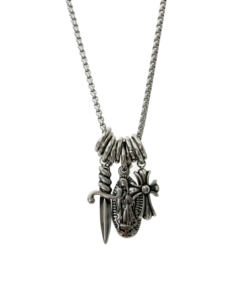 SK8ER ROCK(スケーターロック)の「Three Pendant O-Ring Surgical Steel Necklace ((Steel))(ネックレス・レディース・その他・FREE)」の1枚目の写真