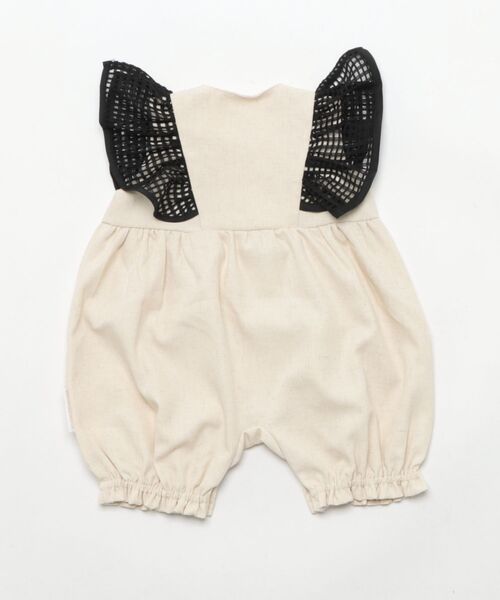 maarook(マルーク)の「杢ツイルメッシュフリルスリーブbabyロンパース(ロンパース・キッズ・オートミール・70cm/80cm)」の2枚目の写真