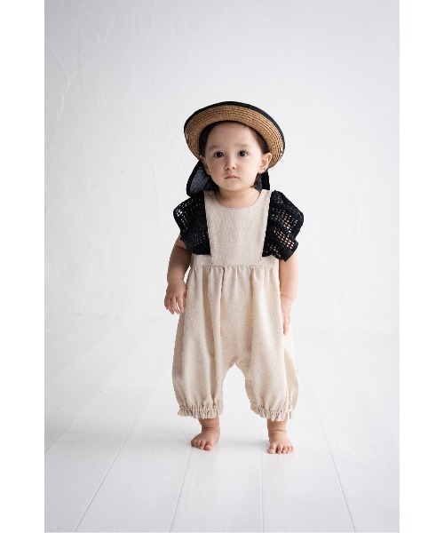 maarook(マルーク)の「杢ツイルメッシュフリルスリーブbabyロンパース(ロンパース・キッズ・オートミール・70cm/80cm)」の4枚目の写真