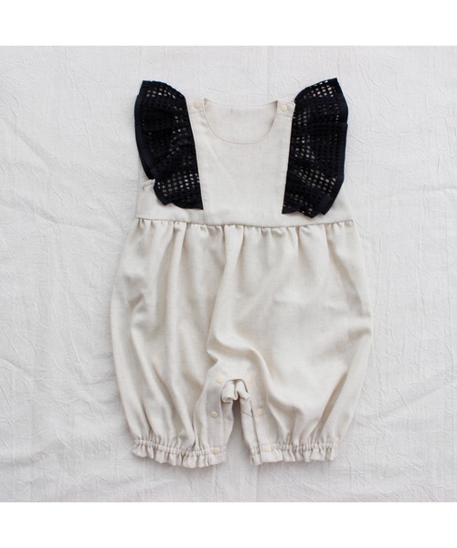 maarook(マルーク)の「杢ツイルメッシュフリルスリーブbabyロンパース(ロンパース・キッズ・オートミール・70cm/80cm)」の6枚目の写真