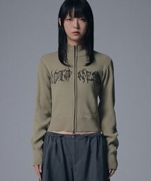 NOT4NERD(�m�b�g�t�H�[�i�[�h)��W Wild Logo Knit Zip up - Light Khaki(�j�b�g/�Z�[�^�[)
