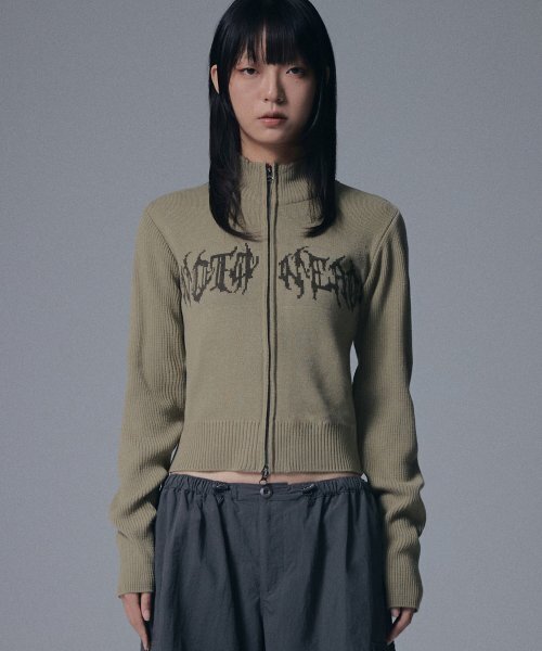 NOT4NERD(ノットフォーナード)の「W Wild Logo Knit Zip up - Light Khaki(ニット/セーター・レディース・その他・FREE)」の1枚目の写真