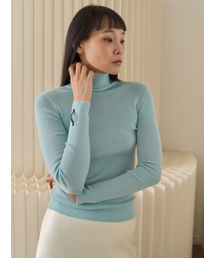 Soft Fine Rib Turtleneck Knit_Sky Blue