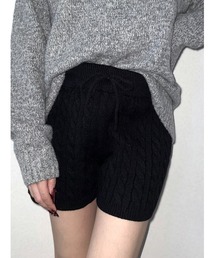 Rye by belgrace（リーバイベルグレイス）の「ウエストゴム リボン ニットケーブル キュロットショートパンツ（その他パンツ）」