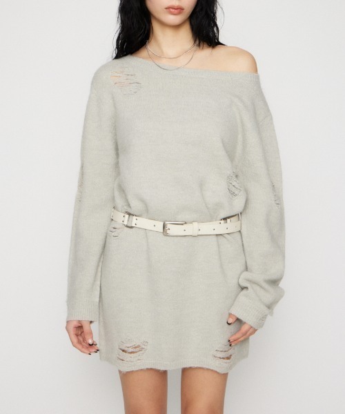LAGUA GEM(ラグアジェム)の「CRASH LOOSEY KNIT ワンピース(ワンピース・レディース・ブラウン/ライトグレー/ブラック・SMALL/MEDIUM)」の2枚目の写真