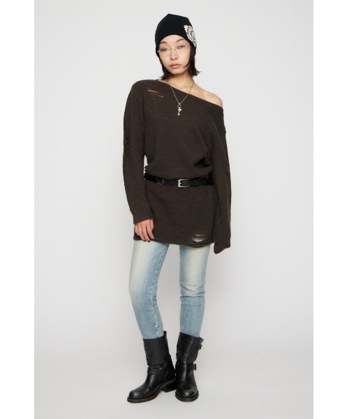 LAGUA GEM(ラグアジェム)の「CRASH LOOSEY KNIT ワンピース(ワンピース・レディース・ブラウン/ライトグレー/ブラック・SMALL/MEDIUM)」の10枚目の写真