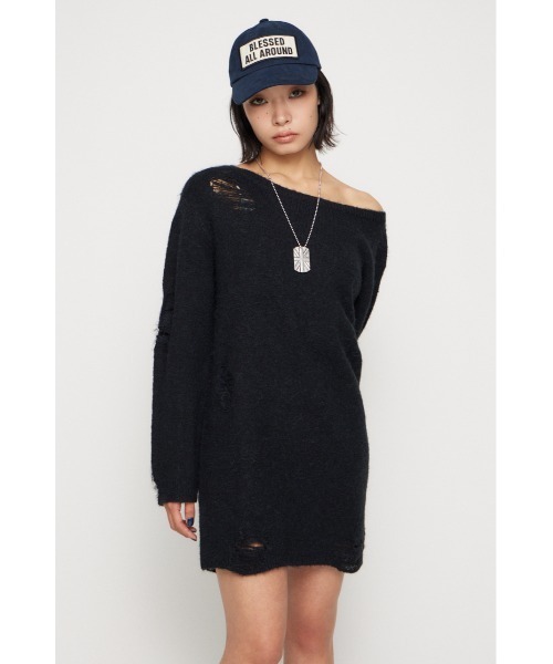 LAGUA GEM(ラグアジェム)の「CRASH LOOSEY KNIT ワンピース(ワンピース・レディース・ブラウン/ライトグレー/ブラック・SMALL/MEDIUM)」の5枚目の写真