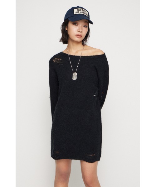 LAGUA GEM(ラグアジェム)の「CRASH LOOSEY KNIT ワンピース(ワンピース・レディース・ブラウン/ライトグレー/ブラック・SMALL/MEDIUM)」の6枚目の写真