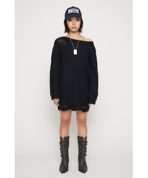 LAGUA GEM(ラグアジェム)の「CRASH LOOSEY KNIT ワンピース(ワンピース・レディース・ブラウン/ライトグレー/ブラック・SMALL/MEDIUM)」の7枚目の写真