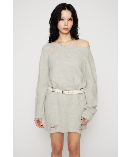 LAGUA GEM(ラグアジェム)の「CRASH LOOSEY KNIT ワンピース(ワンピース・レディース・ブラウン/ライトグレー/ブラック・SMALL/MEDIUM)」の14枚目の写真