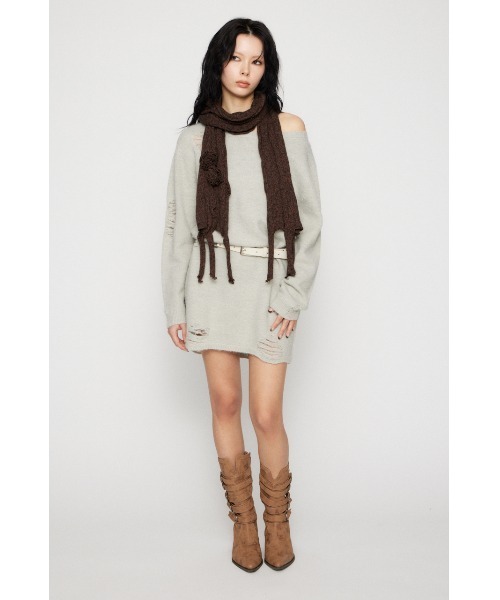 LAGUA GEM(ラグアジェム)の「CRASH LOOSEY KNIT ワンピース(ワンピース・レディース・ブラウン/ライトグレー/ブラック・SMALL/MEDIUM)」の15枚目の写真