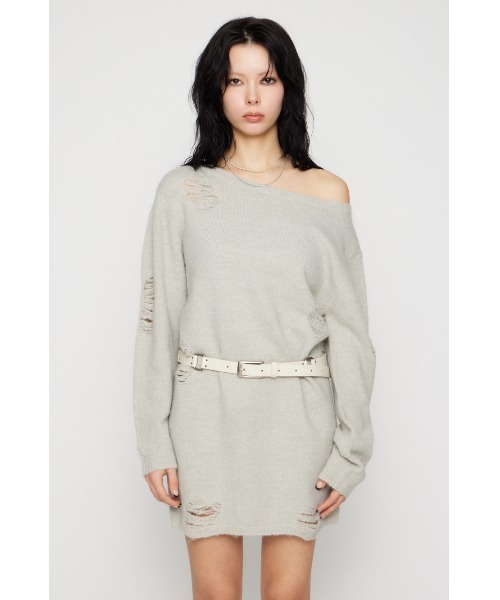 LAGUA GEM(ラグアジェム)の「CRASH LOOSEY KNIT ワンピース(ワンピース・レディース・ブラウン/ライトグレー/ブラック・SMALL/MEDIUM)」の12枚目の写真