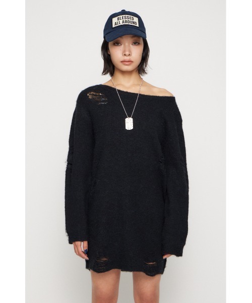 LAGUA GEM(ラグアジェム)の「CRASH LOOSEY KNIT ワンピース(ワンピース・レディース・ブラウン/ライトグレー/ブラック・SMALL/MEDIUM)」の4枚目の写真