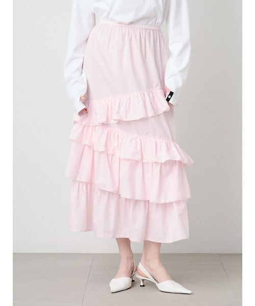 SORIN（ソリン　）の「Random Ruffled Skirt/ランダムラッフルスカート（スカート・レディース・ブラック/ライトピンク/その他・38）」の3枚目の写真