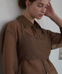 ODER（オディエール）の「シースルーナイロンビスチェ-ブラウン（ベスト）」