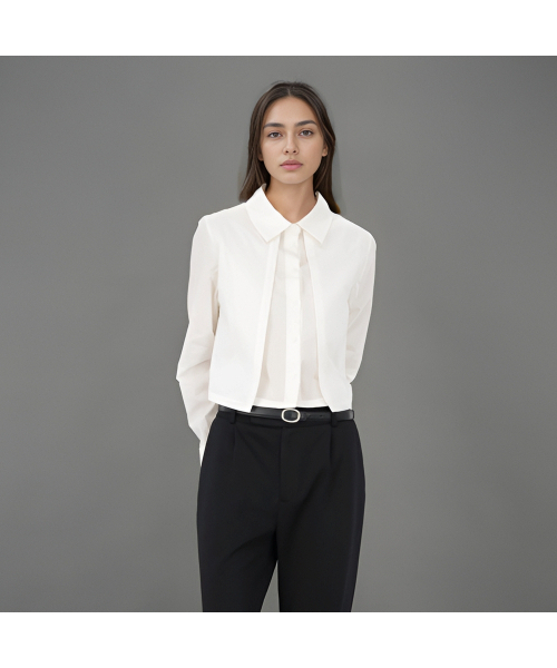 ACUD(アクド)の「Layered Cropped Shirt _White(シャツ/ブラウス・レディース・ホワイト・S/M)」の1枚目の写真