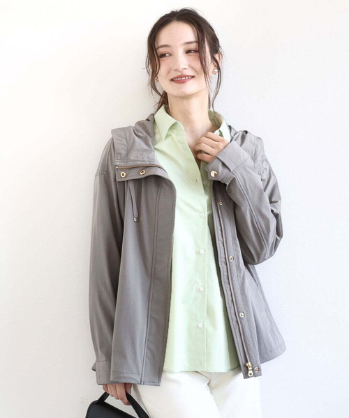 MK MICHEL KLEIN（エムケーミッシェルクラン）の「[撥水/洗える]ストレッチマウンテンパーカー（マウンテンパーカー・レディース・ベージュ/モカ/スミクロ・38）」の16枚目の写真