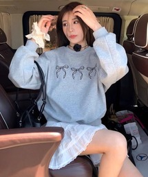 CANVAS+（キャンバスプラス）の「【CANVAS＋】裏起毛リボン刺しゅうトレーナー（スウェット）」