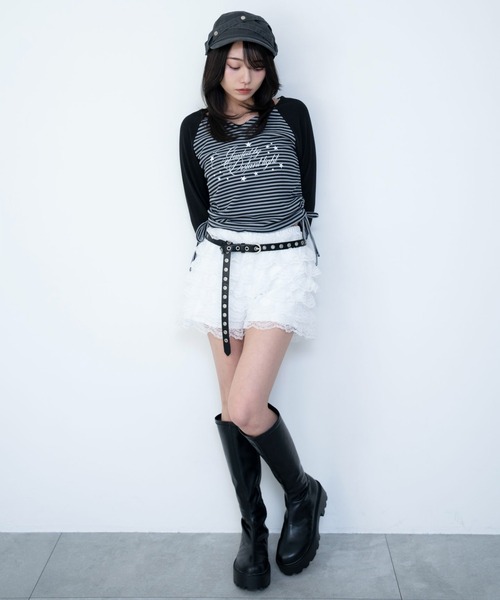 WEGO(ウィゴー)の「WEGO/【26年春夏新作】レースフリルマイクロショートパンツ(スラックス・レディース・ブラック/ホワイト・FREE)」の18枚目の写真