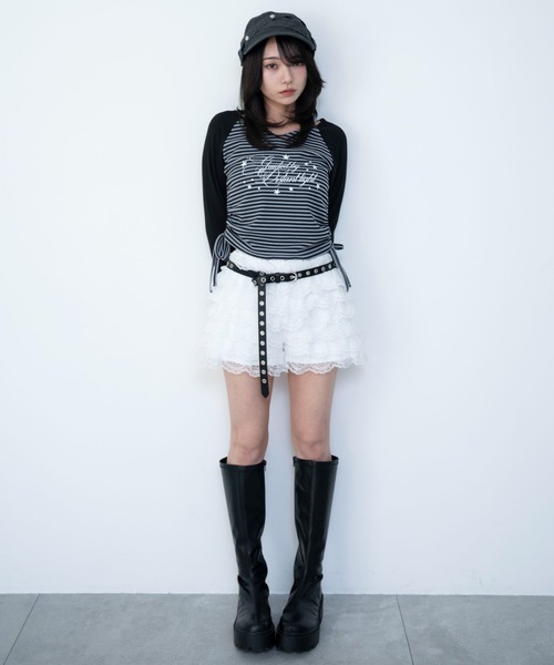 WEGO(ウィゴー)の「WEGO/【26年春夏新作】レースフリルマイクロショートパンツ(スラックス・レディース・ブラック/ホワイト・FREE)」の19枚目の写真