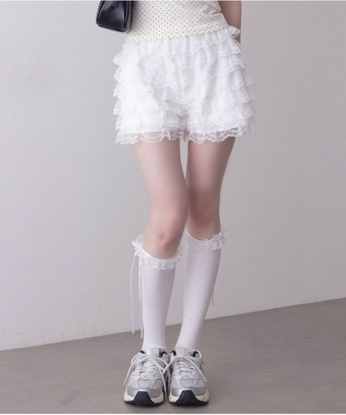 WEGO(ウィゴー)の「WEGO/【26年春夏新作】レースフリルマイクロショートパンツ(その他パンツ・レディース・ブラック/ホワイト・FREE)」の19枚目の写真