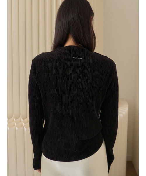 Sorry,Too Much Love(ソーリートゥーマッチラブ)の「Velvet Crinkle Rib Long Sleeve Top_Black(その他トップス・レディース・その他・FREE)」の3枚目の写真