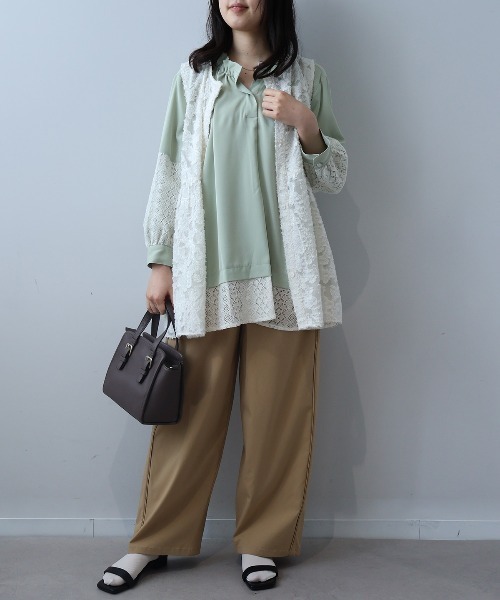 leswel(レスウェル)の「【L~5L 大きいサイズ】レーシーカットジャガードジレ(その他トップス・レディース・ブラック/クリーム・L/5L/4L/3L/LL)」の7枚目の写真
